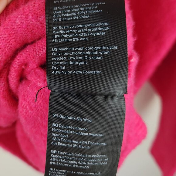 Weekday Bright Pink Annie Chunky Knit Oversized Crewneck Sweater Wool Blend sz S - Picture 12 of 12